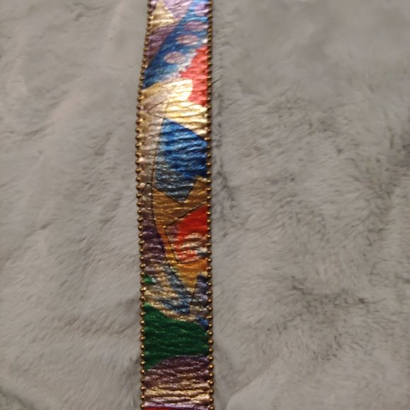 Belts by Simon metallic multi colored leather belt large - Picture 6 of 16